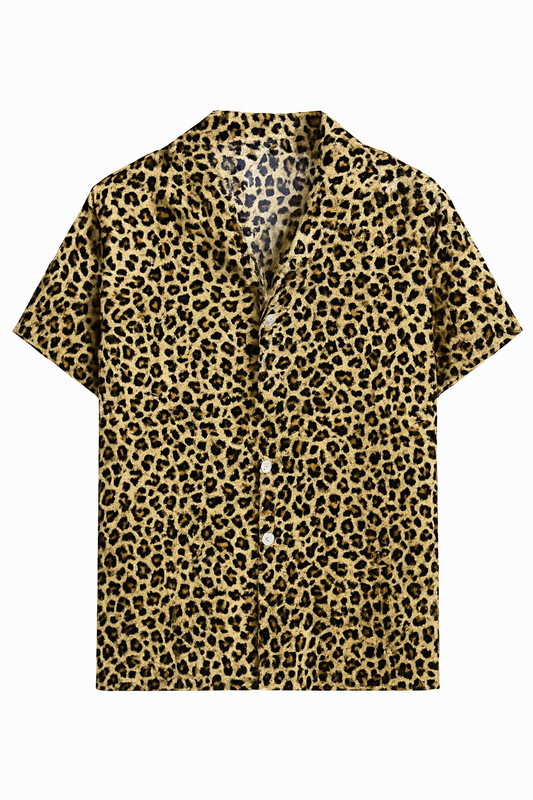 Leopard Print Short-Sleeve Shirt