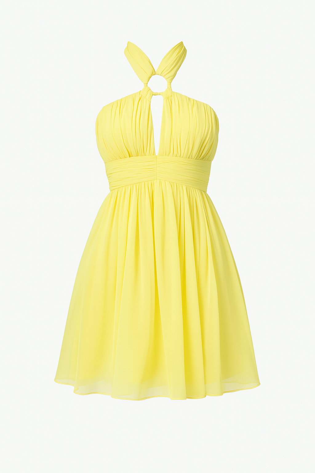 Sunbeam Halter Mini Dress – Yellow Elegance