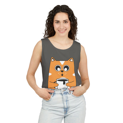 Cute Cat Coffee Unisex Tank Top, Summer Tee, Gift for Cat Lovers, Casual Wear, Funny Animal Shirt