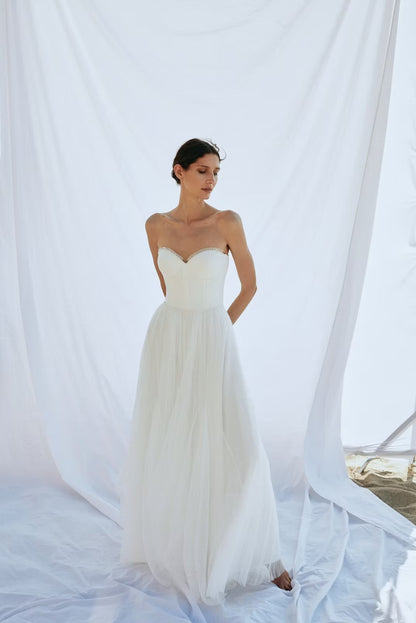 REN - Elegant A-Line Strapless Wedding Dress