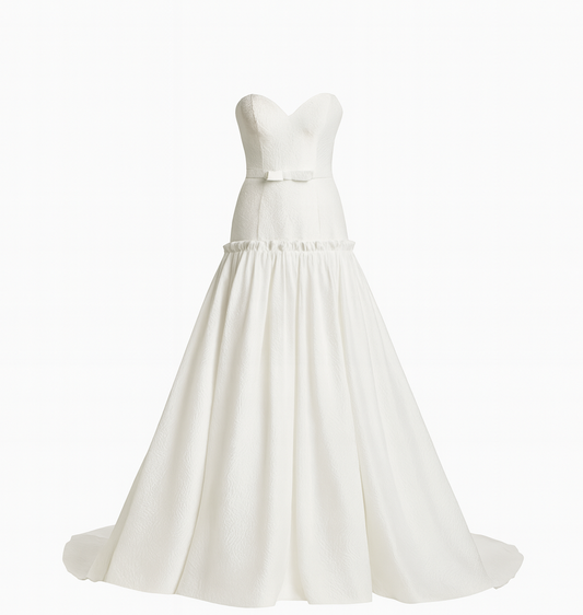 REN - Strapless Textured A-Line Wedding Dress with Sweetheart Neckline | Bridal Elegance