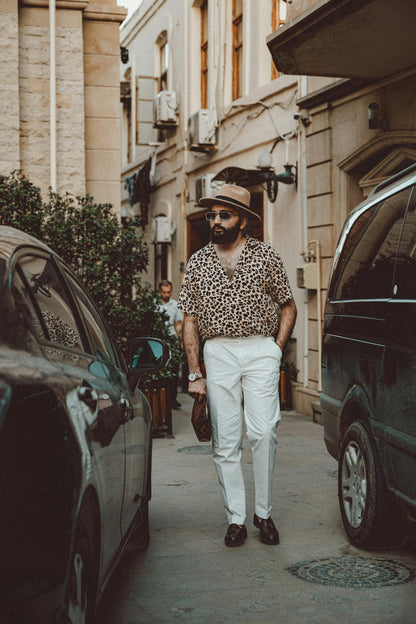 Leopard Print Short-Sleeve Shirt